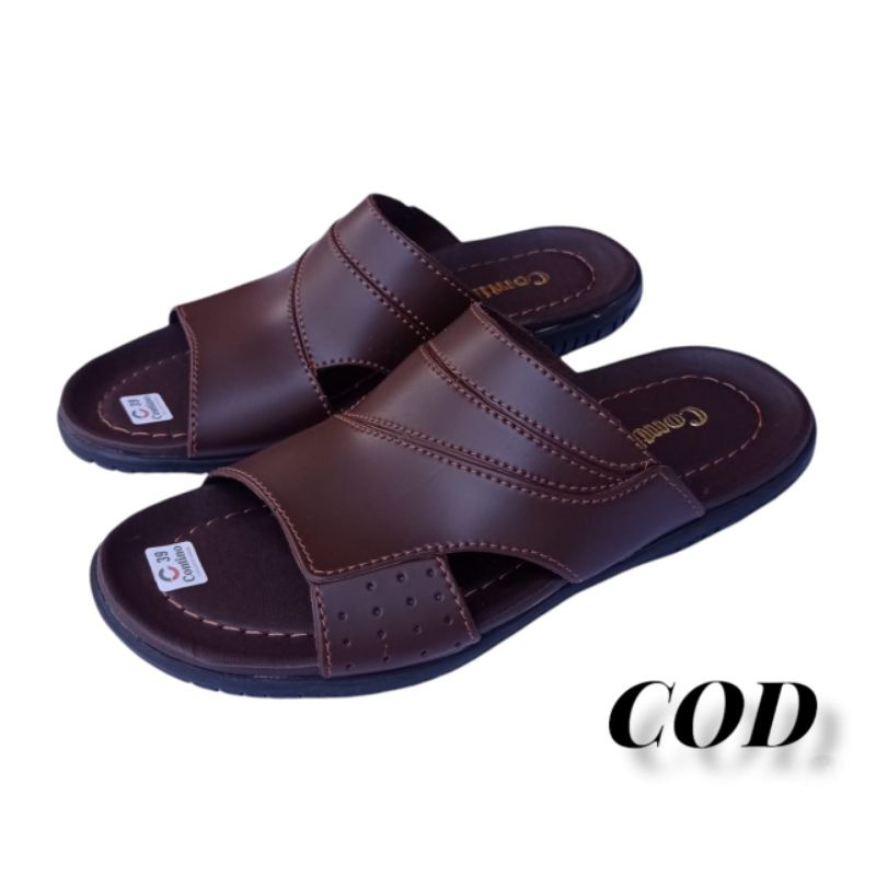 Sandal Slop Pria / Sandal Slide Pria / Sandal Kulit Pria Ringan Nyaman di Pakai Anti Slip