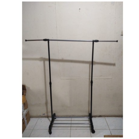 [MH] Stand Hanger Single Rak Serbaguna Gantung Baju Jemuran 4 Roda