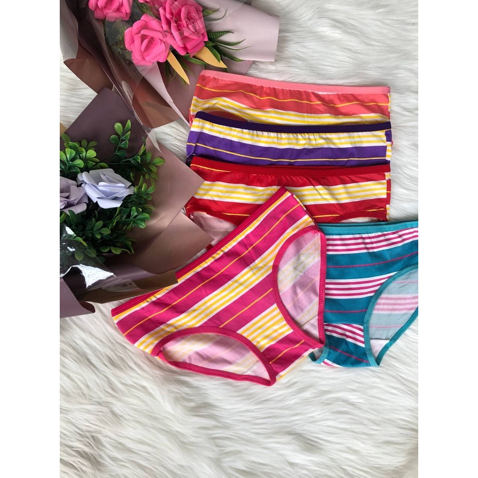 ASK Celana Dalam Wanita Bahan Katun Motif Salur Kecil Pakaian Dalam Import | Celana Dalam Murah Remaja Underwear Wanita CD57