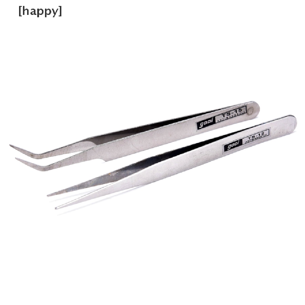 2pcs Pinset Pick Bulu Mata Bahan Stainless Steel Untuk Nail Art