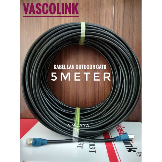 Kabel Lan FTP Cat6 5Meter Vascolink Outdoor Siap Pakai [crimping rj45 besi cat6 + plug booth]