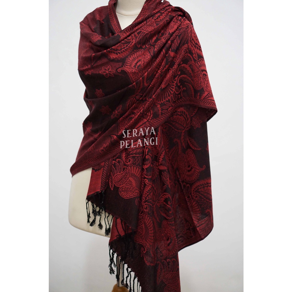 Pashmina Cashmere Keong 30 | Motif Daun/Kembang | Selendang | Scarf | Syal | Shawl | Pasmina | Souvenir | Hadiah Ulang Tahun | Birthday Gift | Aksesoris Fashion Wanita | Import Quality | Grosir Murah | Pashmina Kashmir | Luxury Scarf