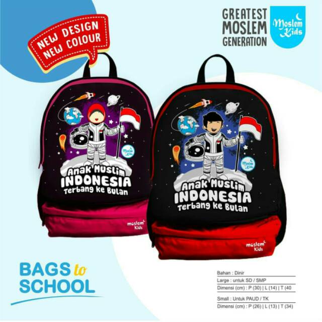 Gratis Rain Cover Tas Ransel Anak SD/TK/Paud Playgroup  Couple Terbaru Moslem Kids