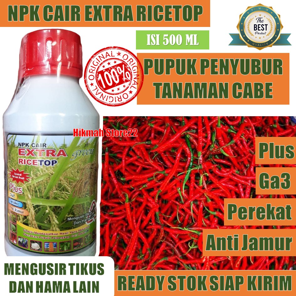 PROMO RICETOP Pupuk Npk Cair Extra Green Pupuk Pelebat Cabe - Pupuk Penyubur Tanaman Cabe - Obat Pen