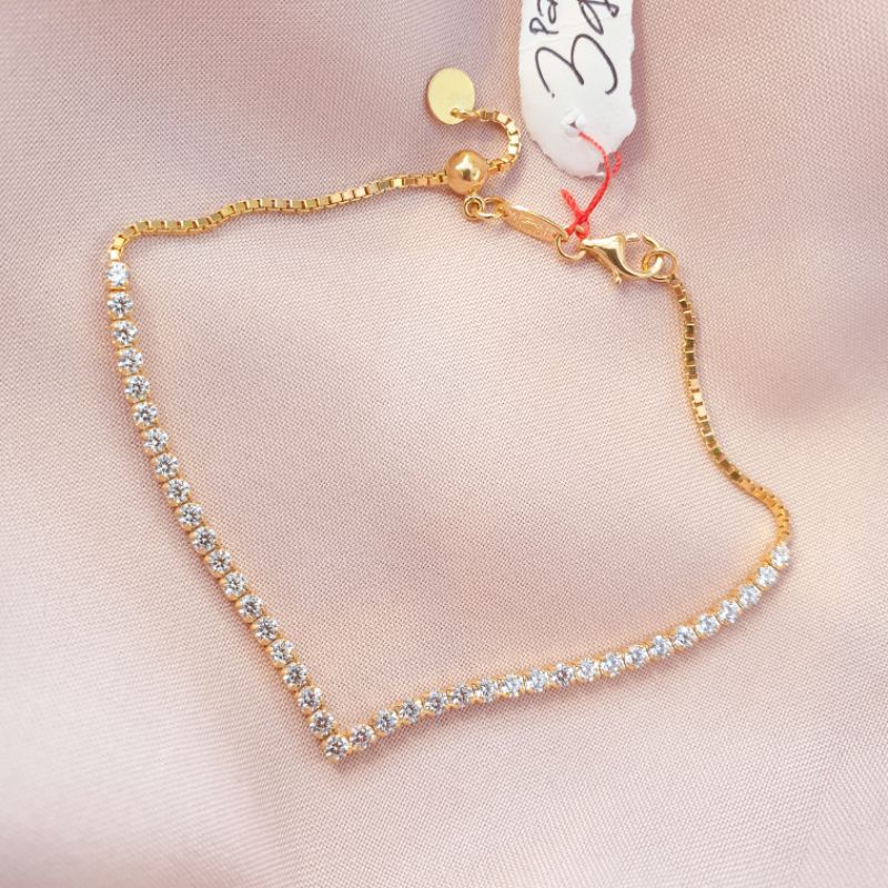 [NEW] Gelang tangan serut aurel permata putih emas asli kadar 375 8k, gelang emas asli, perhiasan em