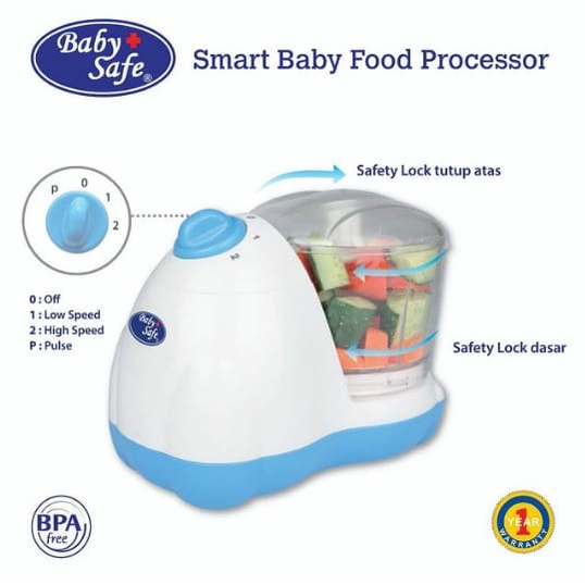 Babysafe Smart Baby Food Processor Blender Makanan Bayi BPA Free/Alat Penghalus MP-ASI