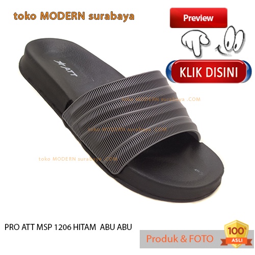 Sandal pria casual sandal slide karet murah PRO ATT MSP 1206 HITAM ABU ABU