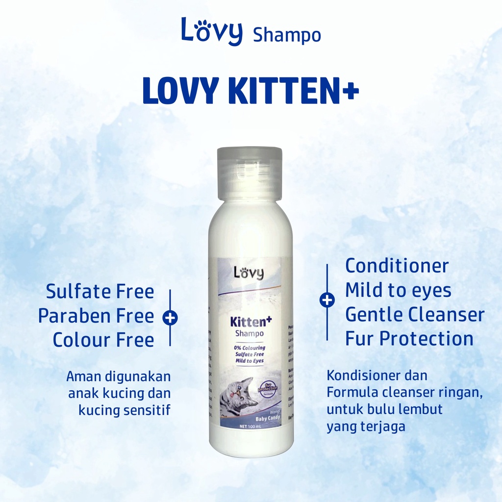 Shampo Anak Kucing Kitten - Mild &amp; Sulfat Free - LOVY Kitten 100ml