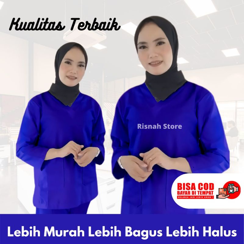 Baju Oka Ok Scrub Medis Seragam Perawat Wanita Pria Lengan Panjang Atau Lengan Pendek Size S M L XL 