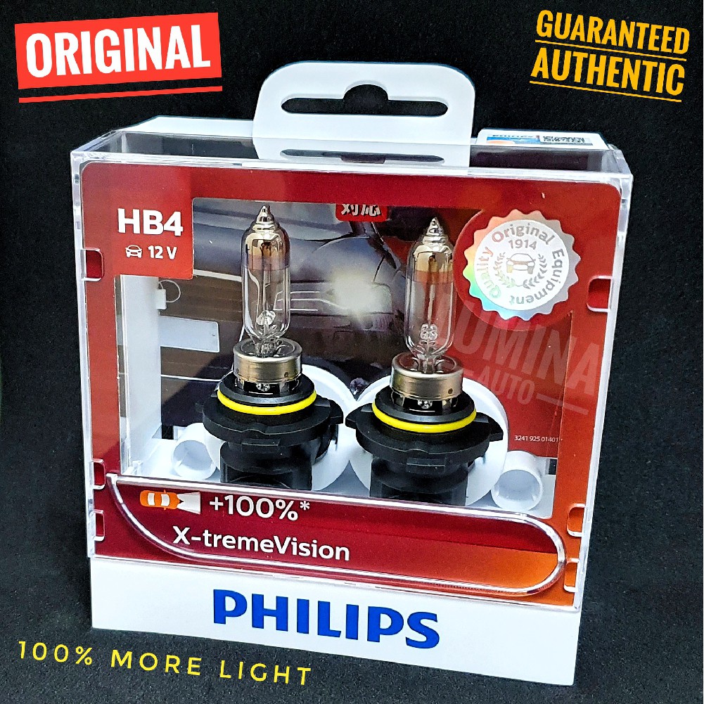 Philips Xtreme Vision HB4 / 9006 51 Watt - Lampu Mobil Headlamp Foglamp Terang +100%