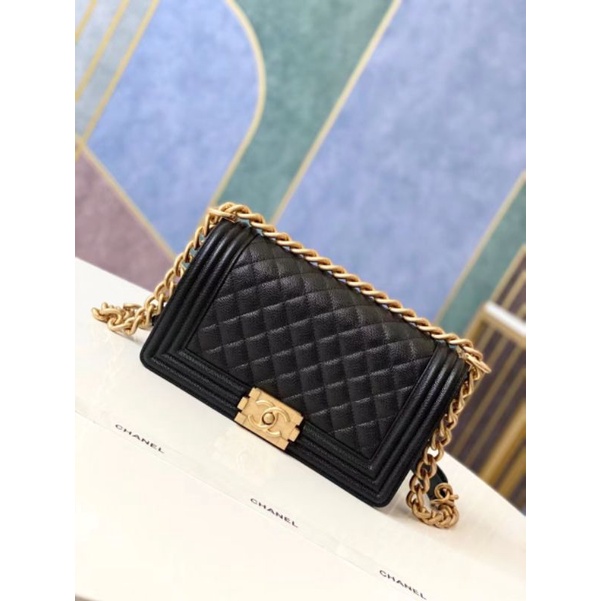 Chanel Le Boy in Caviar Skin GHW