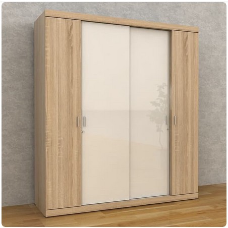 Lemari pakaian baju ELIZABETH WD 4DR minimalis 4 pintu besar jumbo susun gantung kayu