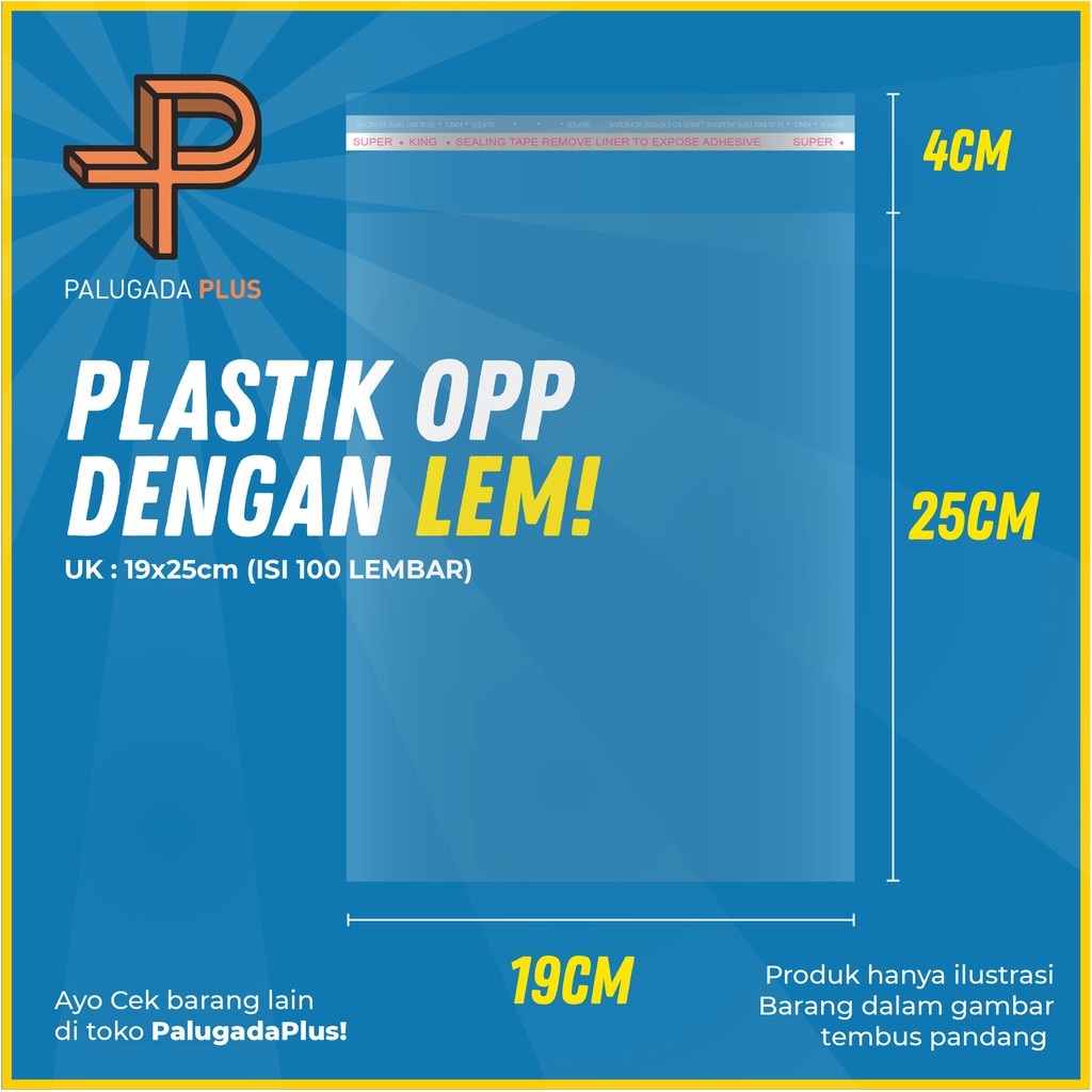 

PLASTIK OPP LEM UK 19x25cm +4cm (LEM) 1pack isi 100