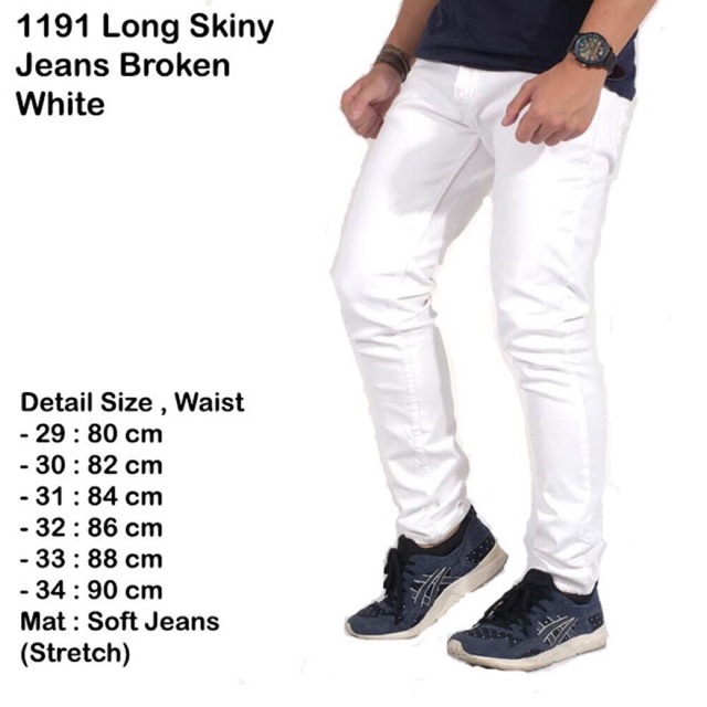 Celana panjang jeans putih/Skinny jeans putih panjang/celana jeans pria/celana panjang pria polos