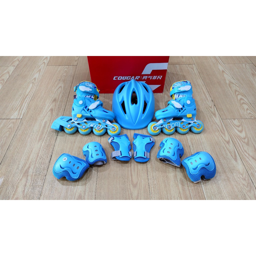 Sepatu Roda Anak Inline Skate Cougar MZS887PS QS Set Blue