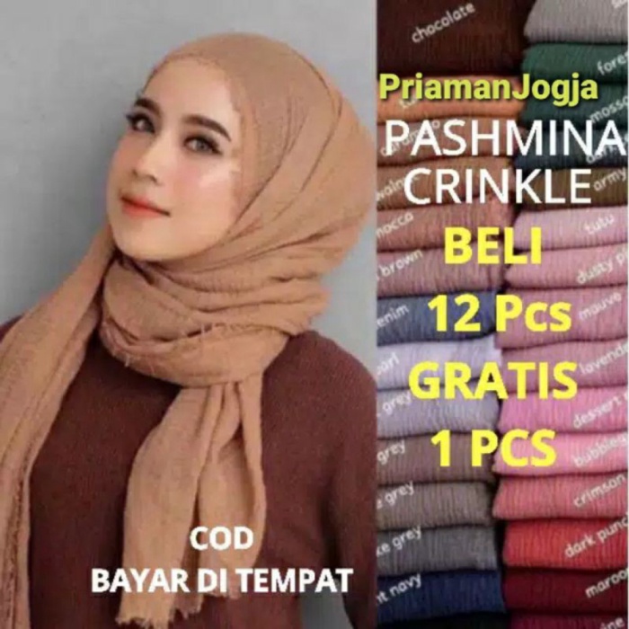 PASHMINA CRINKLE SHAWL ORI TURKEY CRINCLE PASMINA KUSUT RATERMURAH JOGJA Promo