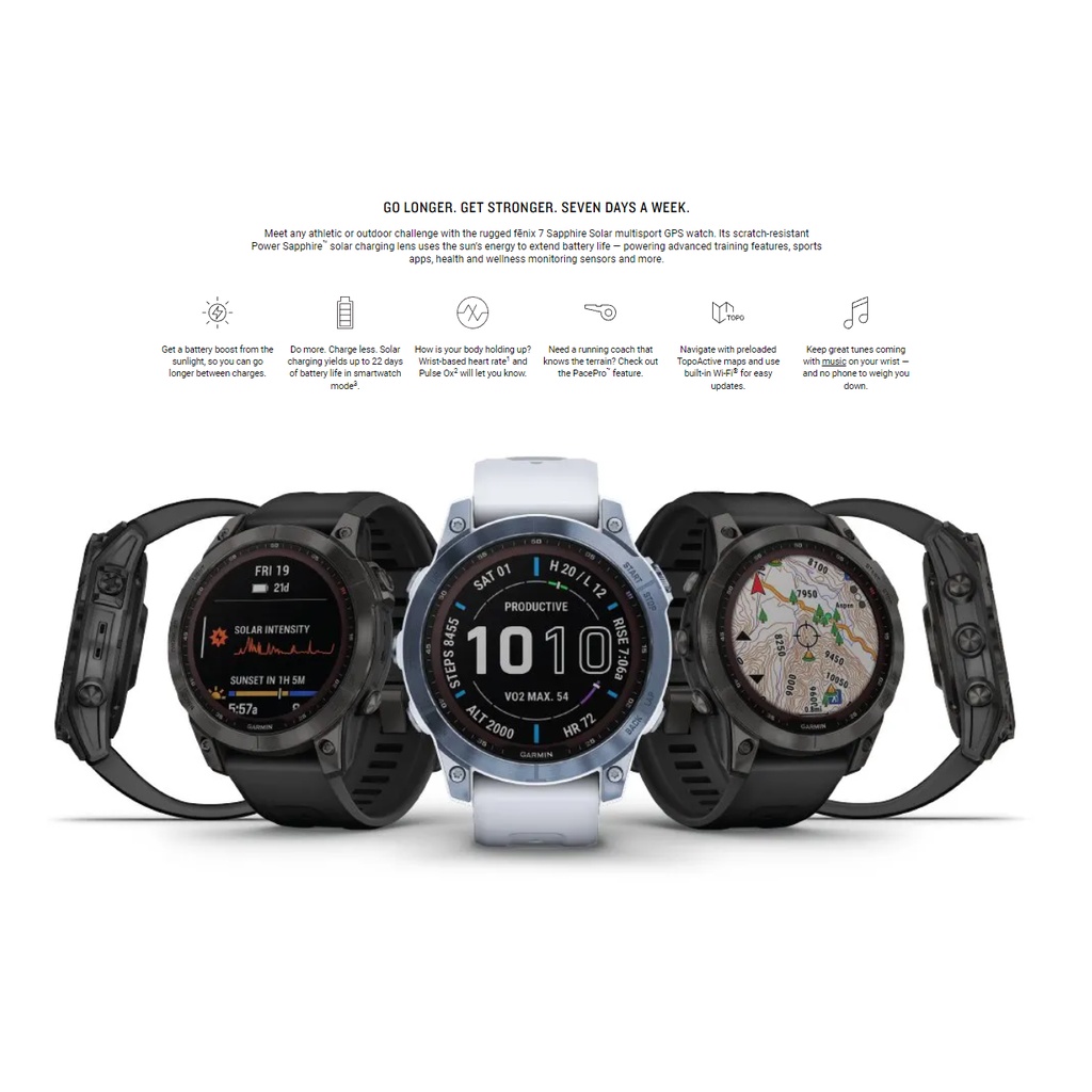 Garmin Fenix 7 Silver w/ Graphite Silicone Band - Garansi Resmi TAM