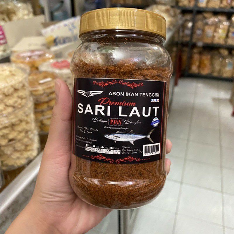 

ABON IKAN TENGGIRI MERK SARI LAUT 200GRAM KUALITAS PREMIUM SAMBELINGKUNG BANGKA SNACK BANGKA TOKO SNACK BANGKA JOJO