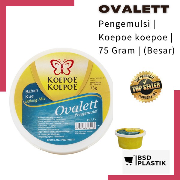 

Ovalett Pengemulsi Cap Koepoe Koepoe Kecil bahan Kue Pengemulsi Pelembut 75 Gram