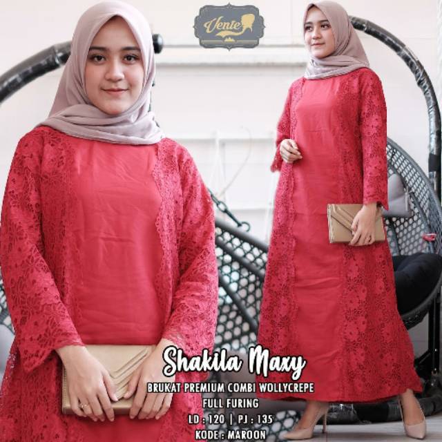 Shakilla maxy dress brukat wanita