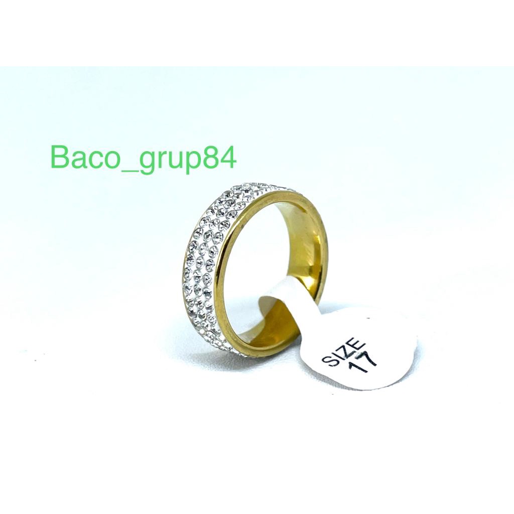 Cincin Titanium Full Mata Kuning (C44) Anti Karat Awet Selamanya