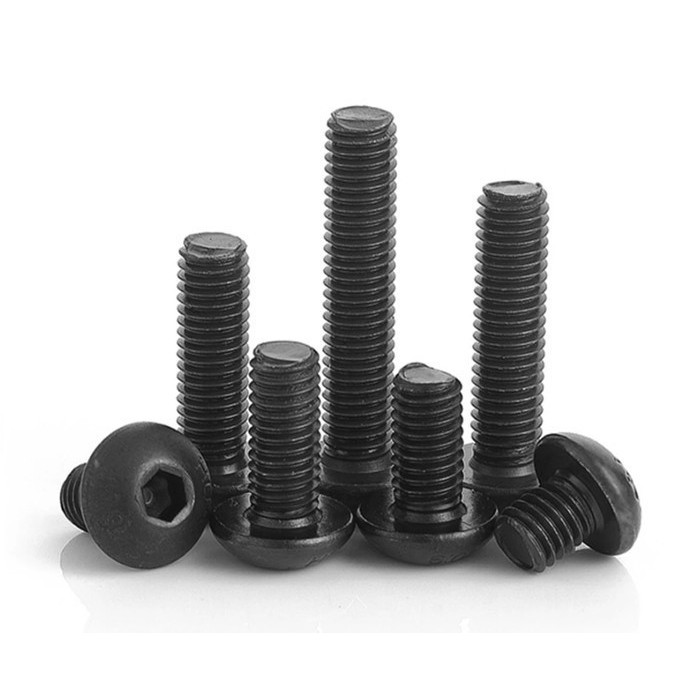 Baut M4x25 mm M4 Height 25mm Black Round hexagonal besi metal Screw