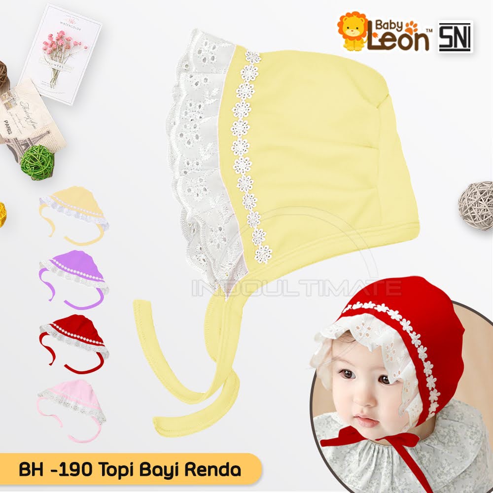 (0-6 Bulan) Topi Bayi Baru Lahir Topi Anak Bayi Perempuan Topi Renda Penutup Kepala Bayi BH-190-CREAM
