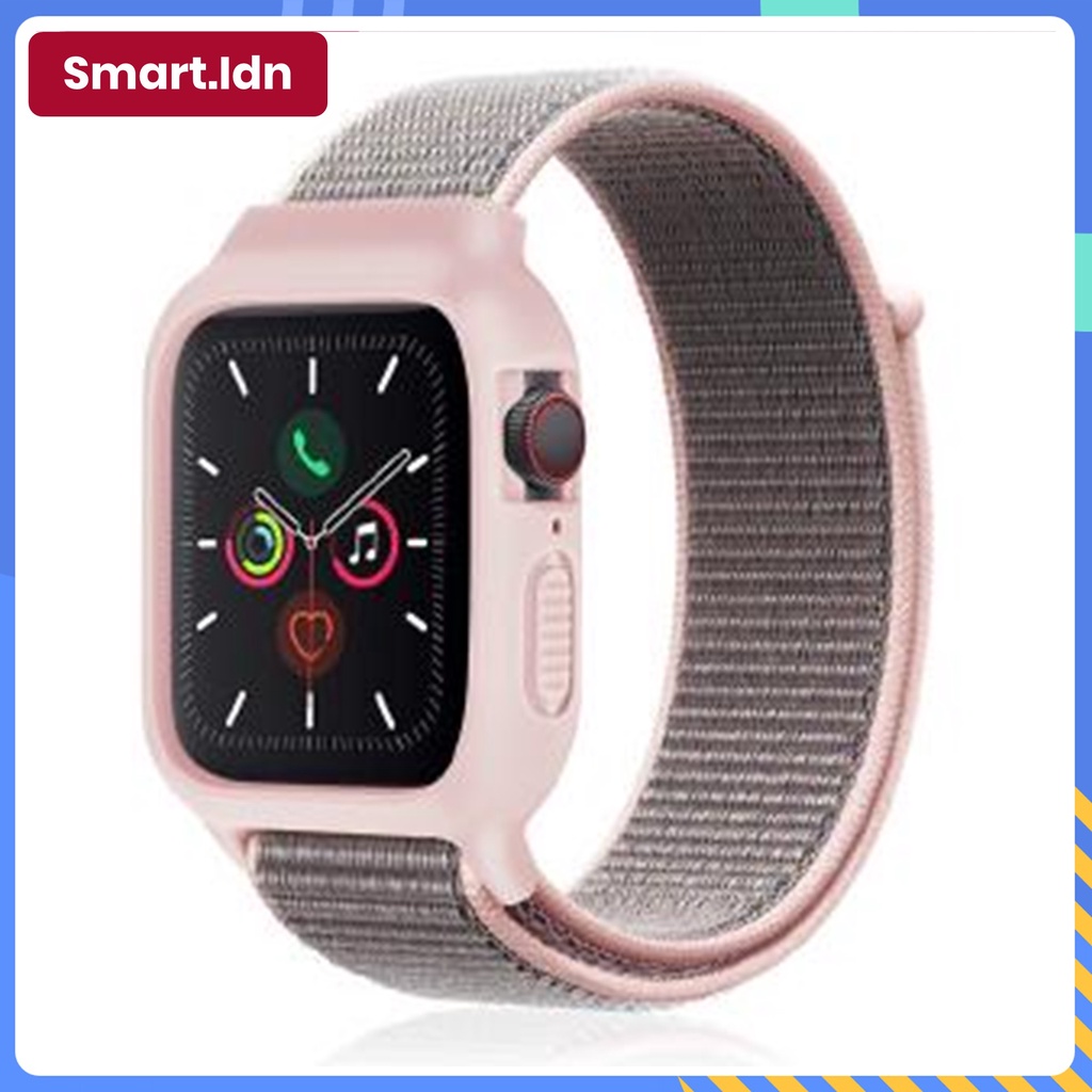 Apple Watch 2-in-1 Integrated Nylon Strap iWatch Series 38mm  40mm 41mm 42mm 44mm 45mm Replacement Soft Band