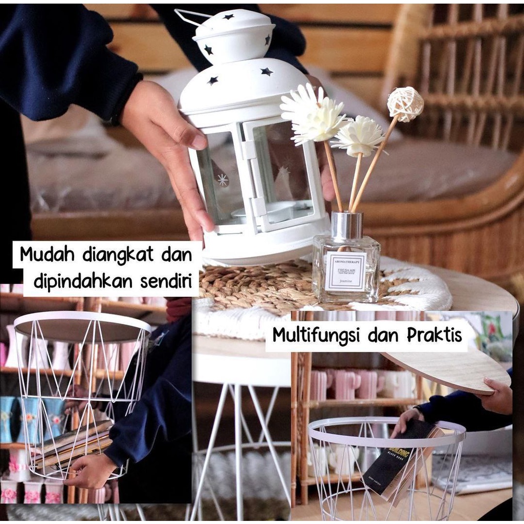 MEJA TAMU / MEJA SUDUT / MEJA SAMPING MINIMALIS DENGAN PENYIMPANAN FURNITUR RUANG TAMU KHD