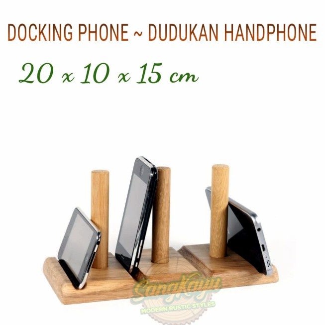 Docking phone stand dudukan handphone samsung oppo xiaomi realme vivo - KAYU MAHONI