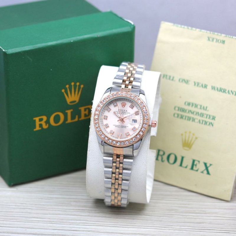 JAM TANGAN PRIA ROLEX KULIT TANGGAL AKTIF DIAMETER 3,2 CM