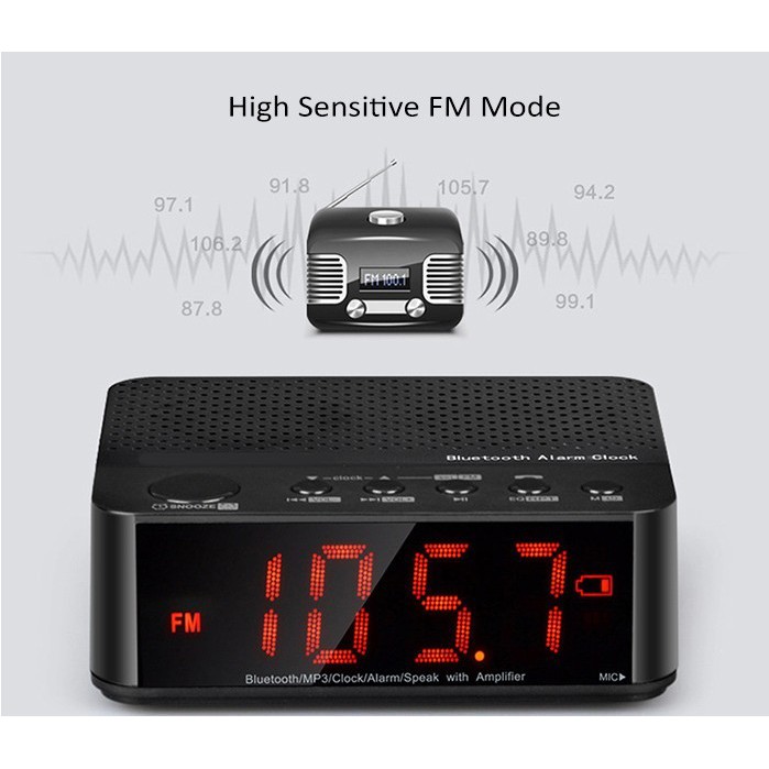 Speaker Mini Bluetooth &amp; Radio FM &amp; Jam Meja digital HandsFree Alarm