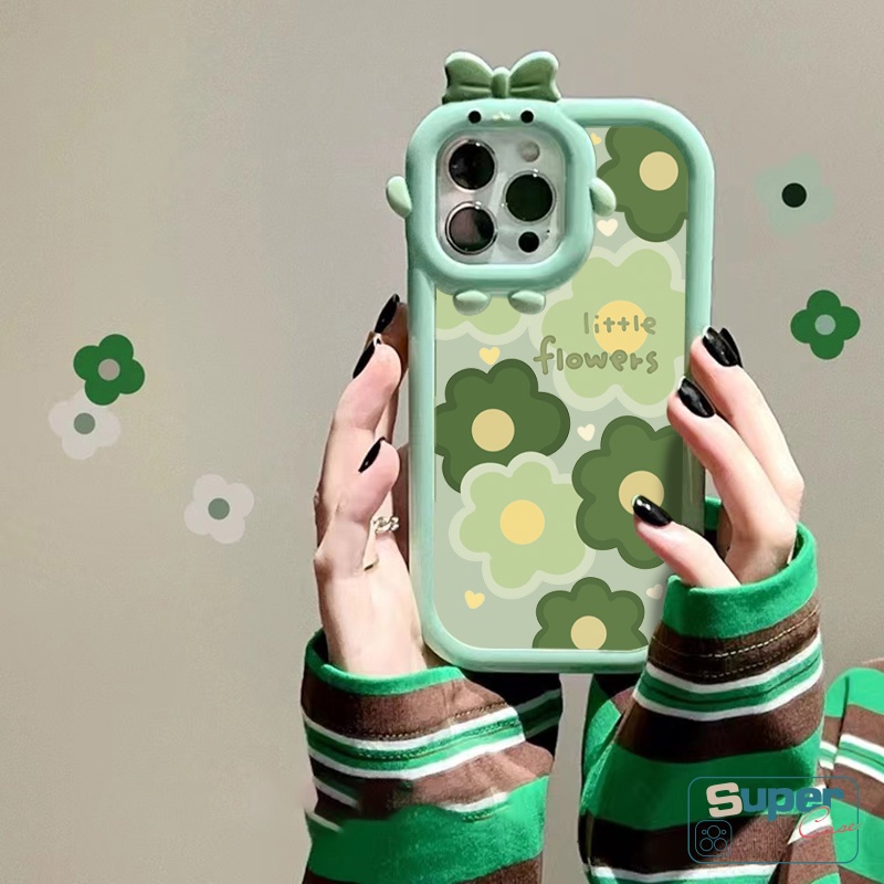 Case Bunga Segar Untuk Samsung A14 A04s A03s A04 A12 A13 A23 A03 A02s A04E A32 A22 A53 A21s A50s A33 A30s A51 A50 A52 A52s A31 A73 A11 A71 A53 3D Bow Little Monster Lens Soft Case