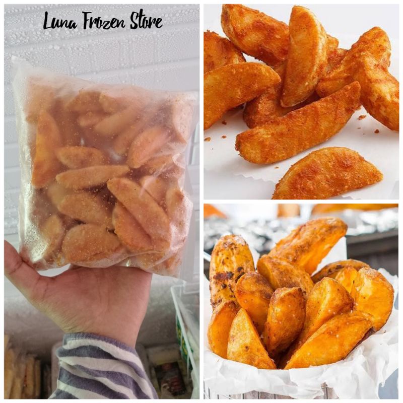 

Kentang Wedges Seasoned / potato wedges berbumbu french fries frozen food bogor cemilan beku murah enak