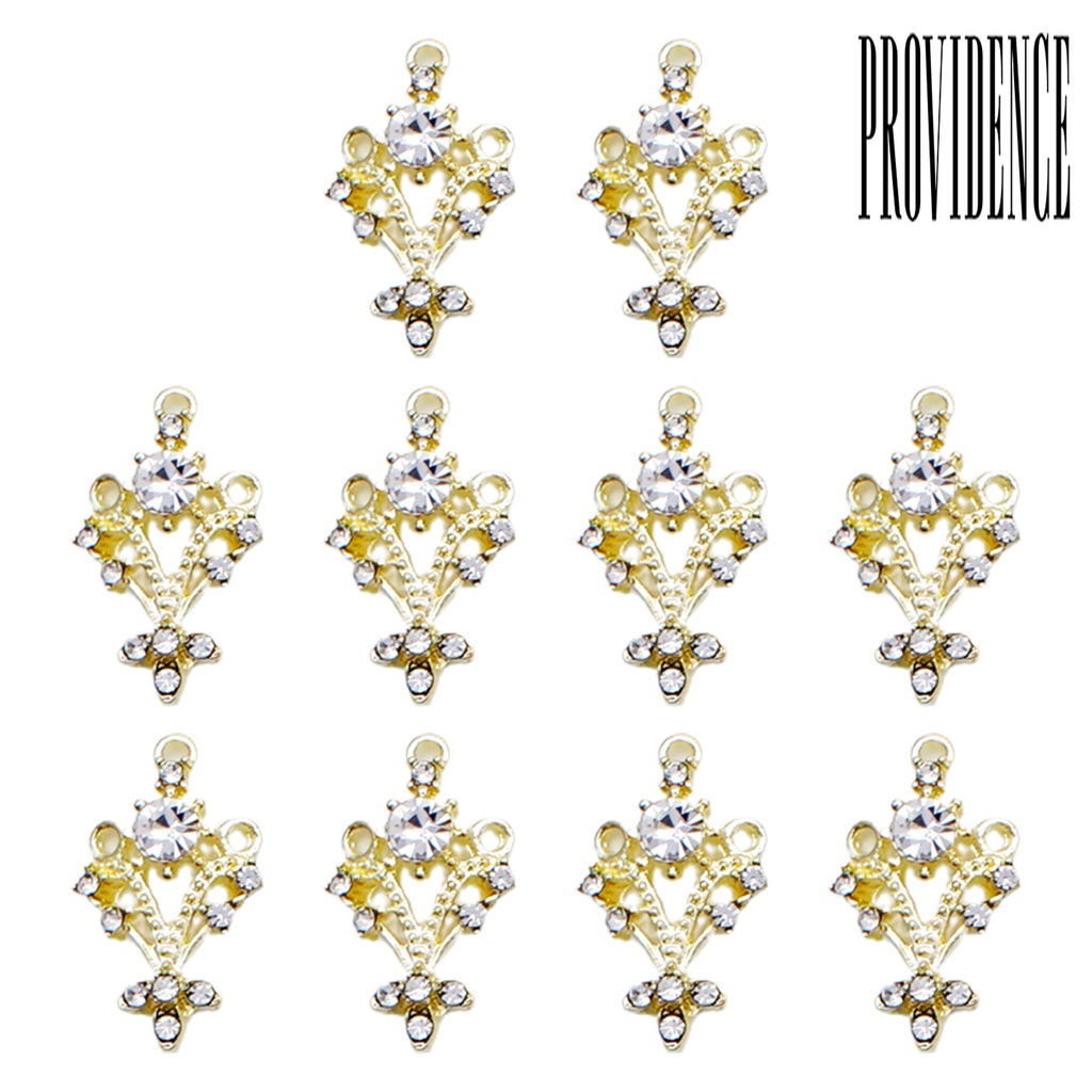 Providence 10Pcs / Set Hiasan Kuku 3D Gaya Retro Aksen Kristal Imitasi Untuk Nail Art / Manicure