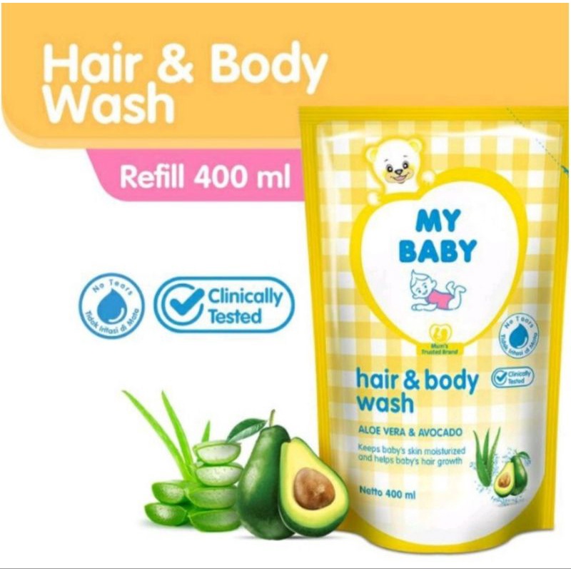 My Baby Hair &amp; Body Wash Pump 385ml &amp; Refill 400ml