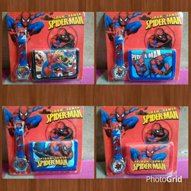 Jam tangan anak + dompet spiderman / Jam tangan spiderman