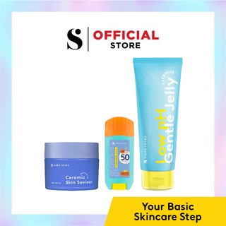 Somethinc Your Basic Skincare Step (Low pH Gentle Jelly Cleanser 100ml & Ceramic Skin Saviour 25ml &