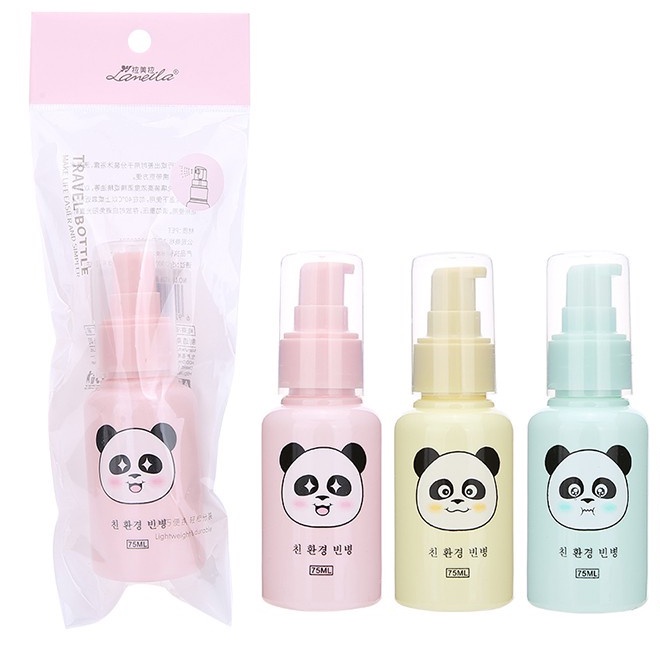 PUSH Pump botol travel PANDA Bottle Squeeze Bottle Botol Plastik Botol Isi  Botol Kosmetik Lotion