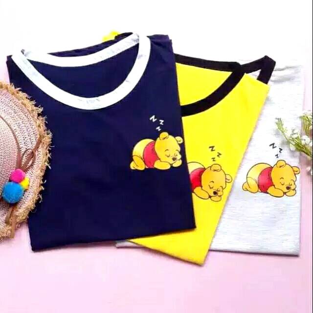KAOS RINGER TEE POOH / TSHIRT POOH / RINGER TEE / TUMBLR TEE / ATASAN WANITA / PAKAIAN KEKINIAN