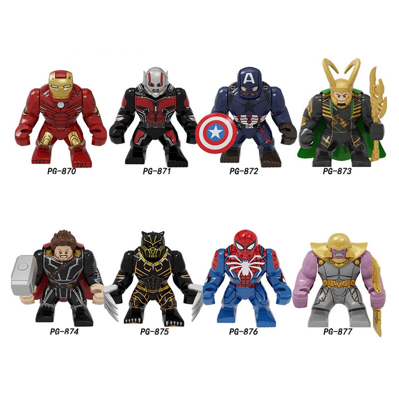 1pc Mainan Balok Bangunan Konstruksi Model Marvel Avengers Thanos Hulk Iron Man Untuk Hadiah Anak Laki-Laki