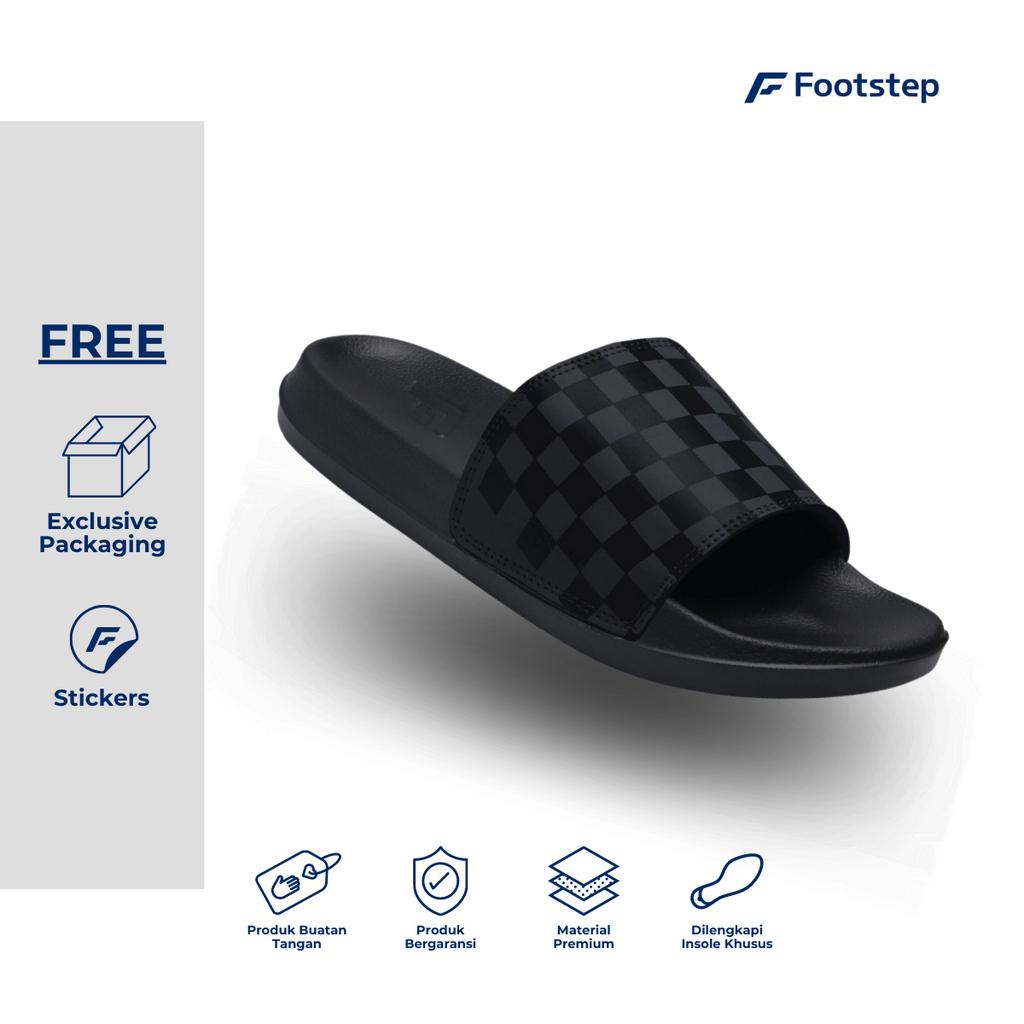Sandal Pria Slide Footstep Footwear - Hexa Black