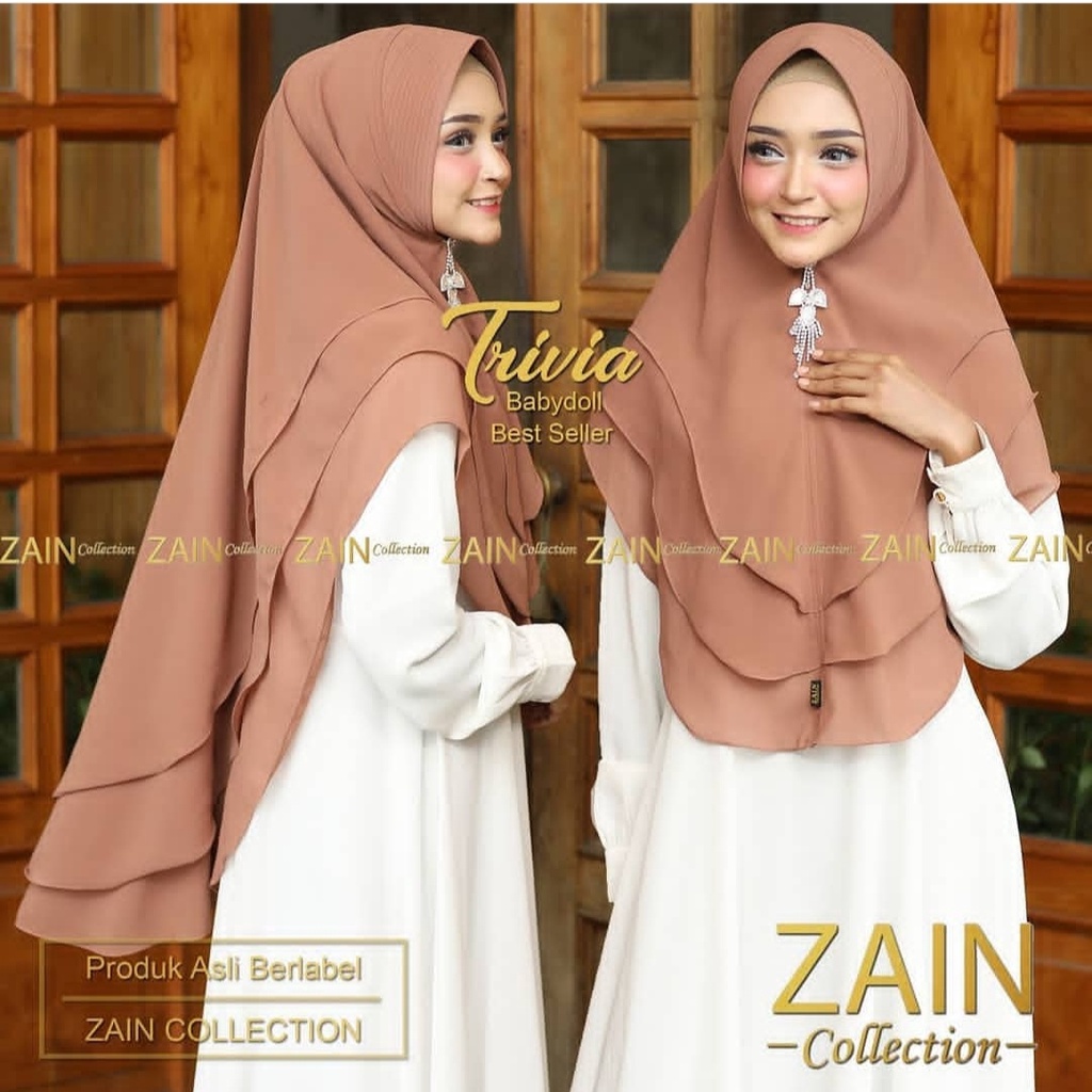 Jilbab Khimar Trivia Oval Khimar Ceruttti 3 Layer Original GJM Hijab Instan Khimar Tiga Layer