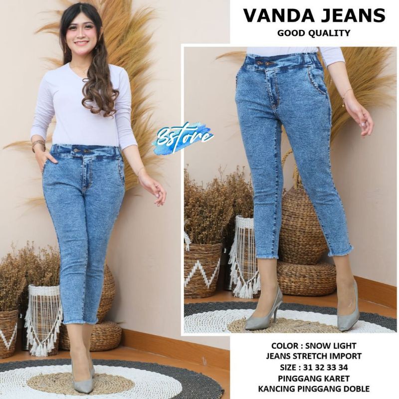 CELANA JEANS IMPORT WANITA DEWASA TEELARIS BAHAN TEBAL DAN NYAMAN DIPAKAI VANDA PANTS