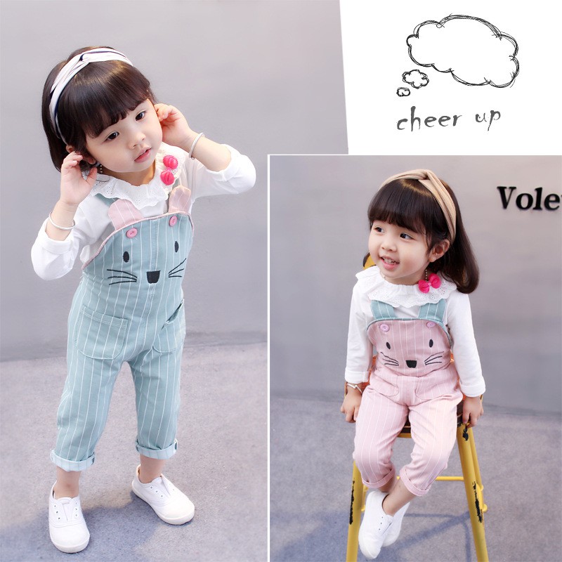 SSP39-Setelan Set Anak Perempuan Overall Jumpsuit Panjang Mice