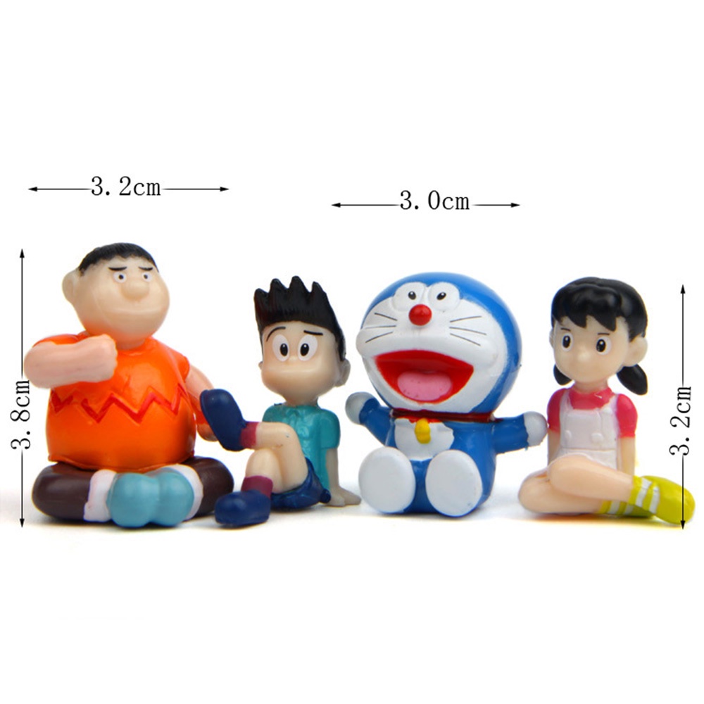 MXBEAUTY 4pcs/lot Doraemon Cartoon Collection Model Anime Figures Creative Doranikov PVC Takeshi Goda Dorami Sitting Posture Action Figure Toys