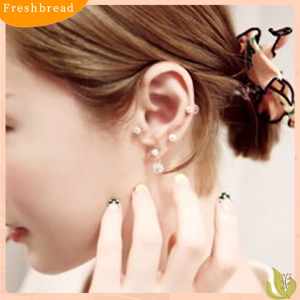 [TERLARIS]1Pair Ear Studs Faux Pearl Decor Jewelry Alloy Women Front Back Stud Earrings for Birthday Party