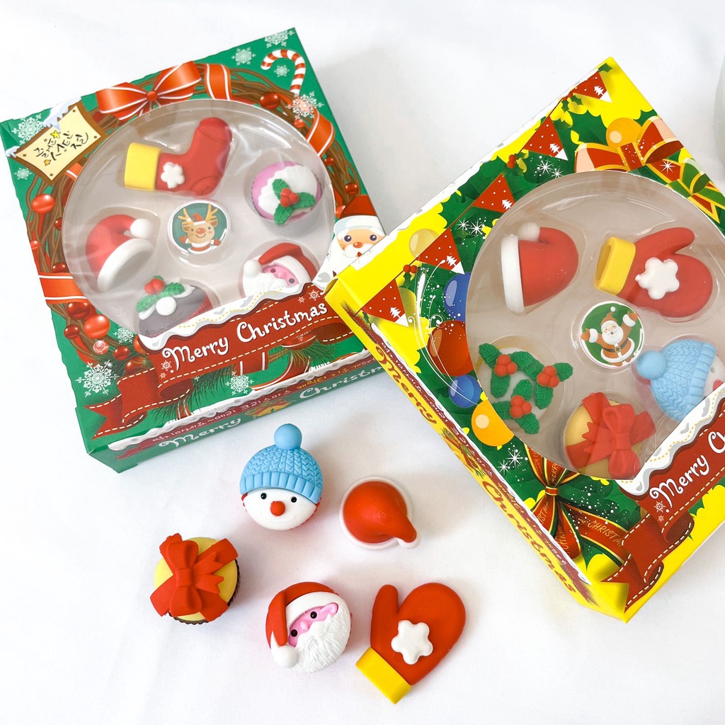 

Penghapus Natal christmas box isi 5 cupcake topi santa snowman santa claus eraser stip alat tulis kantor lucu COD