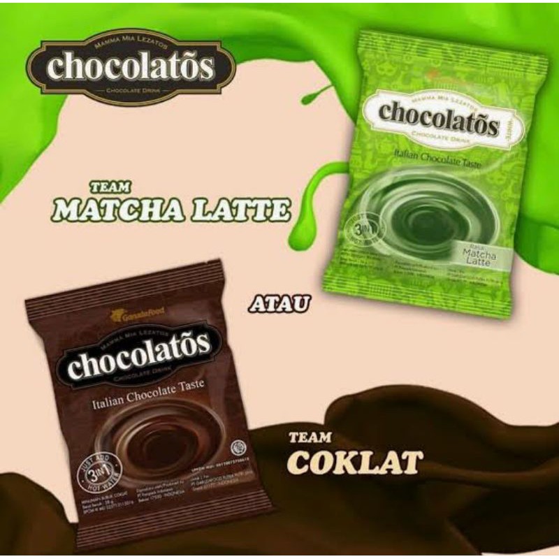 

Minuman Serbuk Sachet Chocolatos isi 10pcs Chocolatos Coklat Greentea Matcha Latte Hijau