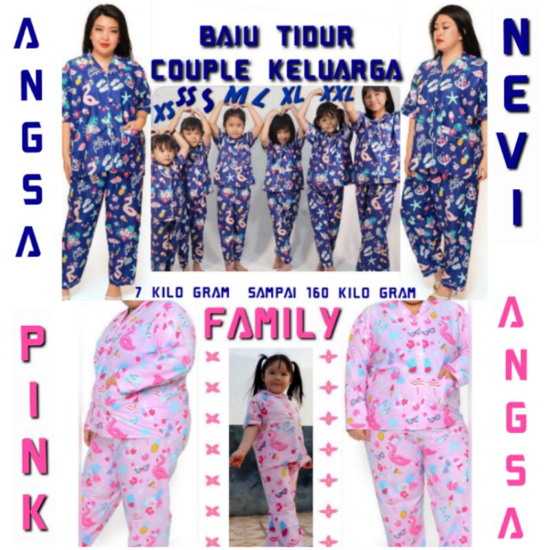 baju tidur flaminggo bisa pasangan ibu dan anak piyama katun jepang